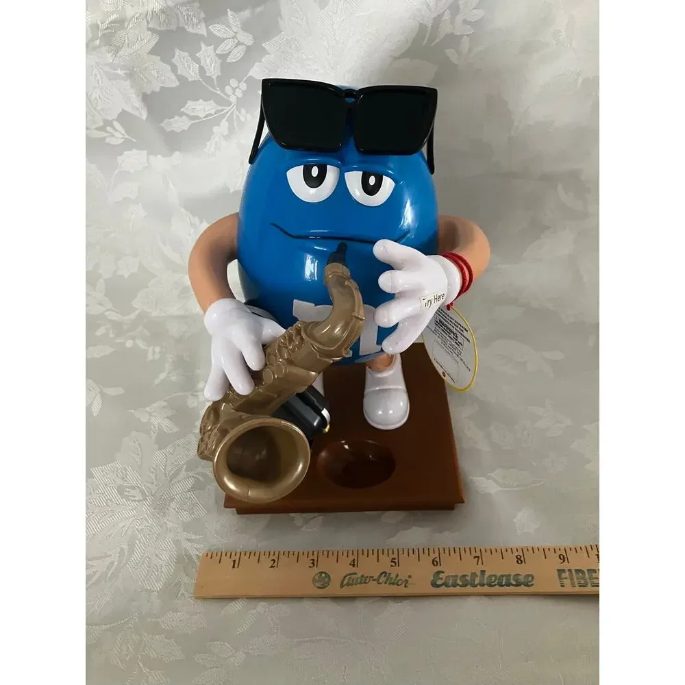 M&M's World Blue M&M Saxophone Candy Dispenser 2019 Jazz Musician w/ Hang Tag